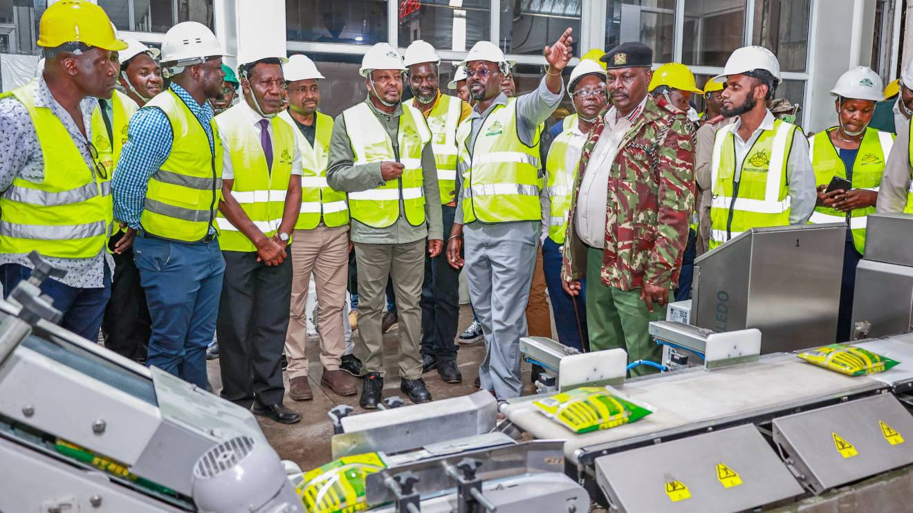 Mutahi Kagwe touring Kabras Sugar Company. PHOTO/COURTESY